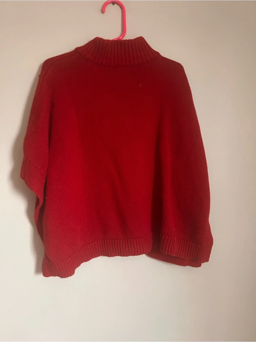 Toddler girls Carter's Red Pom-Pom Turtleneck Poncho Sweater
